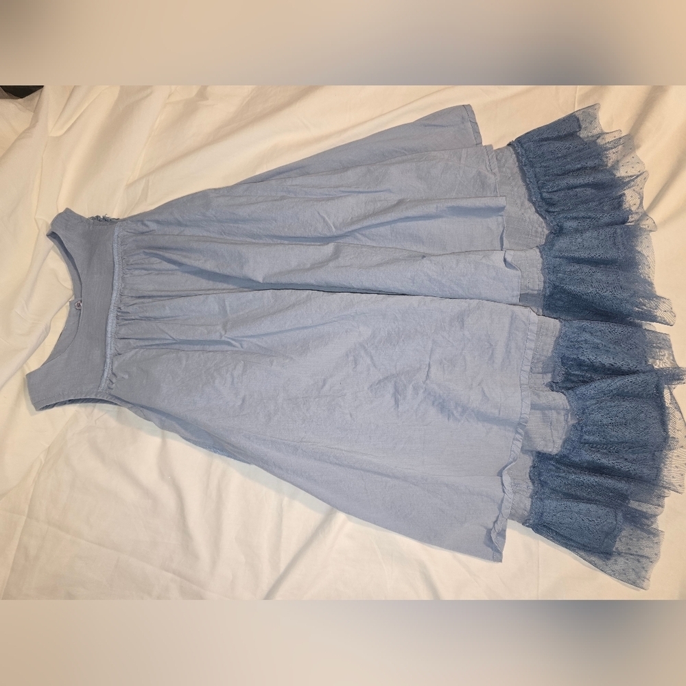Blue firefly hunting dress sleeveless blue lace trim tai - Picture 7 of 10